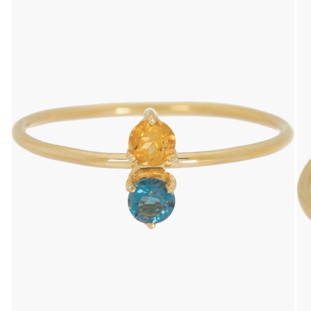 Bony Levy Yellow Gold Blue Topaz & Citrine Ring